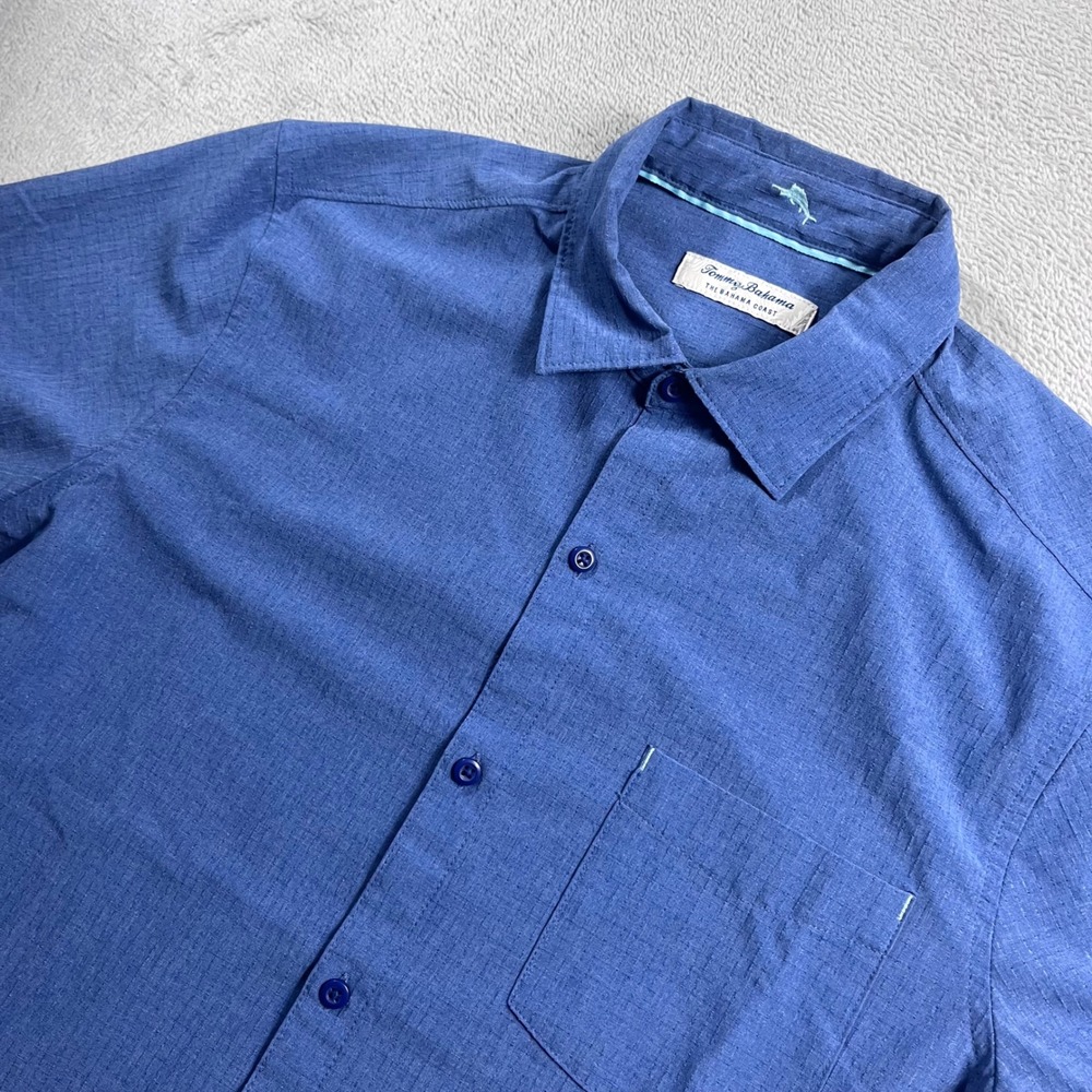 Tommy Bahama The Bahama Coast Mens Blue Short Sleeve Button Up Shirt Medium
